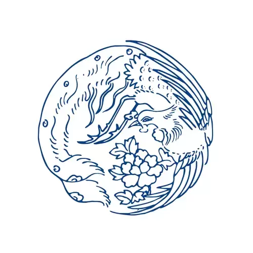青花瓷圖案-鳳凰插圖