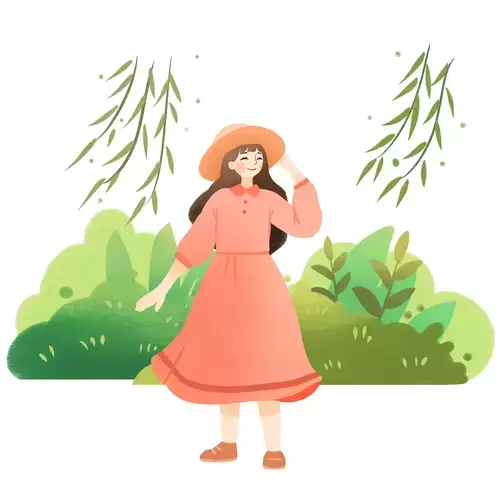 清明節-浪漫女孩插圖素材