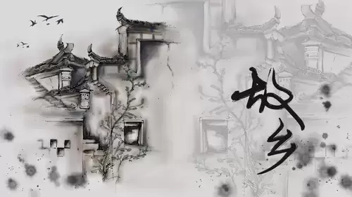 中國古建-故鄉插圖素材