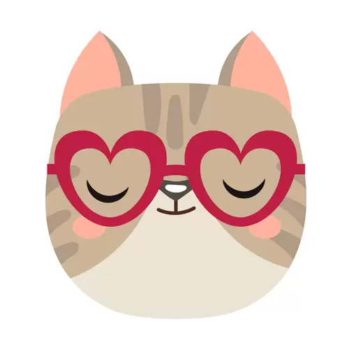 動物頭像-貓咪-戴眼鏡插圖