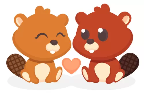 動物情侶-可愛熊插圖