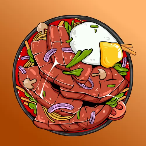 漫畫風食物-牛肉拉麵插圖