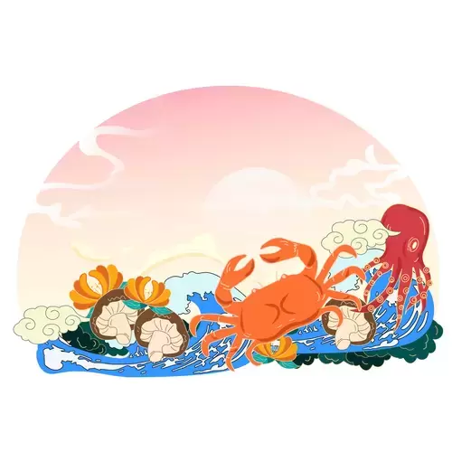 中華美食-大閘蟹插圖素材