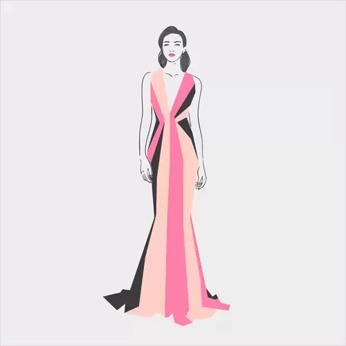 卡通頭像-時尚週女子模特插圖素材