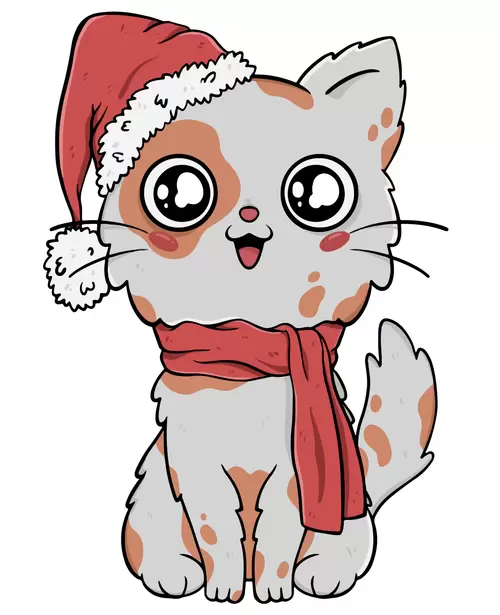 可愛貓咪-聖誕節插圖