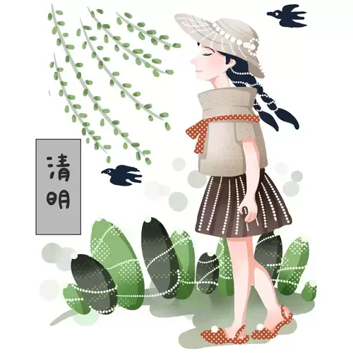 清明節-迎風行走插圖素材