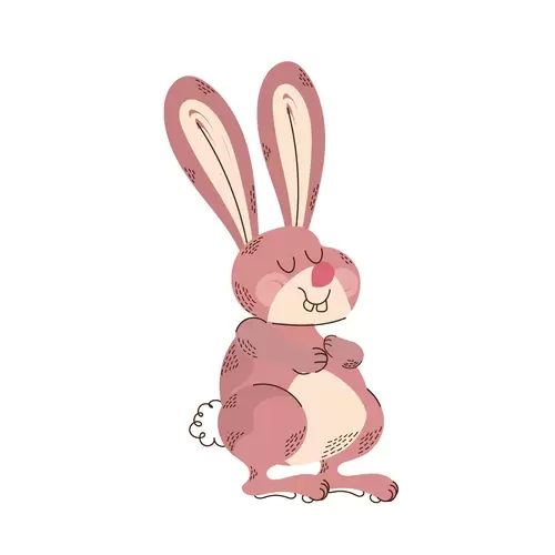 卡通動物-粉色兔子插圖素材