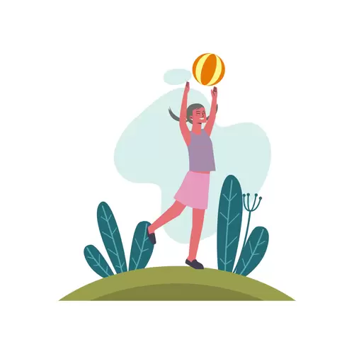 夏季人物運動-玩球少女插圖