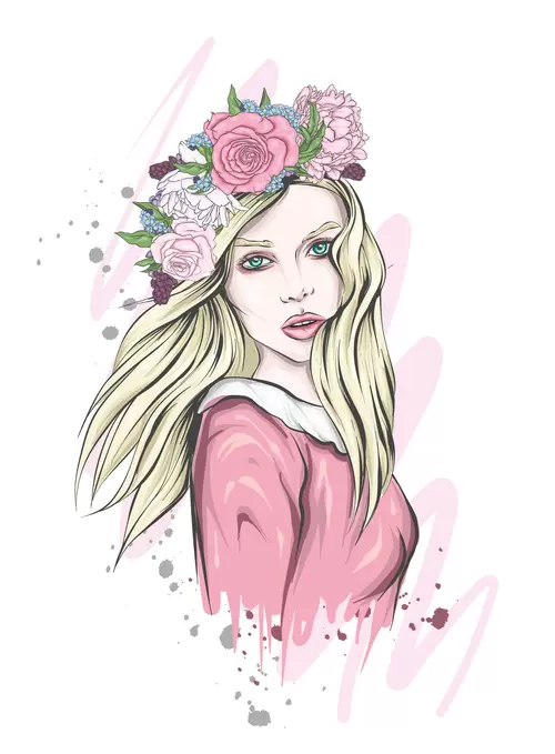 歐美時尚女性插圖