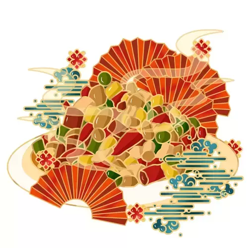中華美食-松仁玉米插圖素材