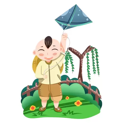 清明節-開心放風箏的小朋友插圖素材