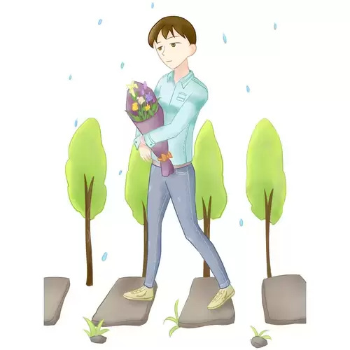 清明節-心思沉重的男子插圖