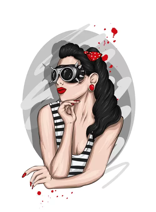 歐美時尚女性插圖