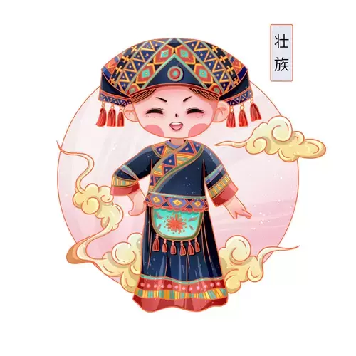 中國56個民族服飾-壯族插圖素材