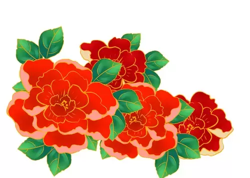 紅牡丹花插圖素材