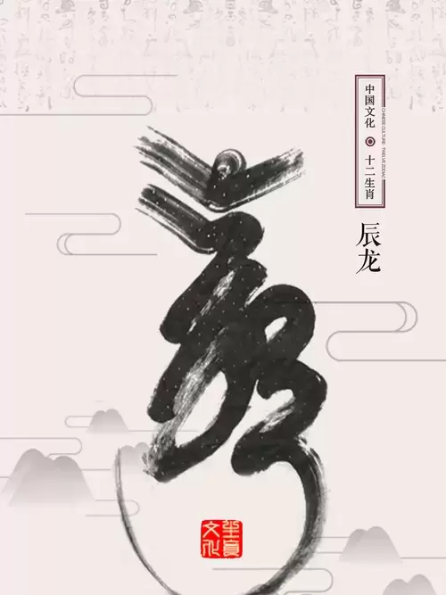十二生肖-龍-漢字象形畫插圖素材