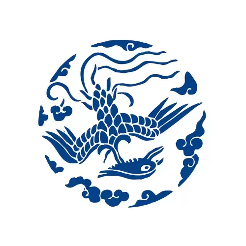 青花瓷圖案-鳳凰插圖素材