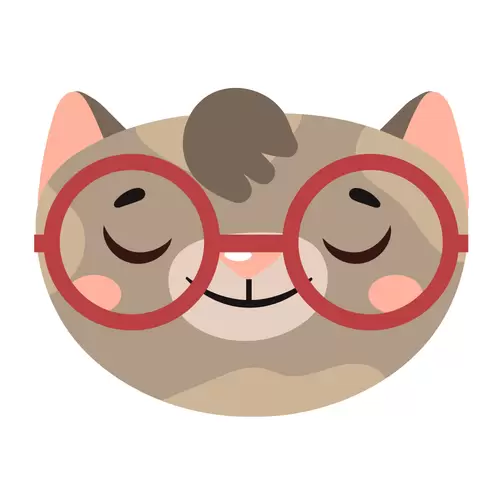 動物頭像-眼鏡貓咪插圖