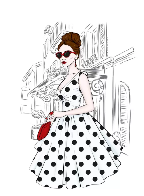 歐美時尚女性插圖