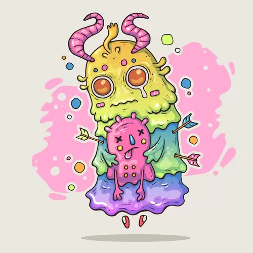 向量動漫風塗鴉印花圖案插圖