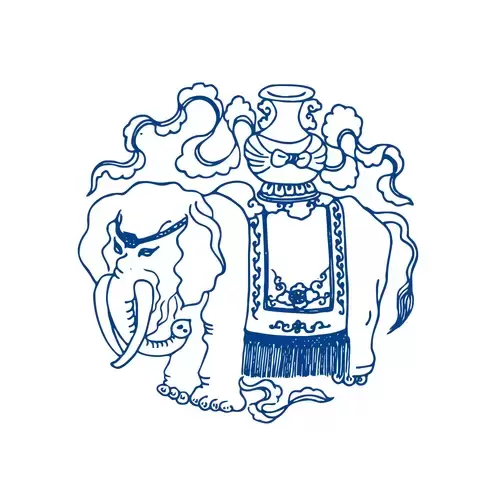 青花瓷圖案-白象插圖