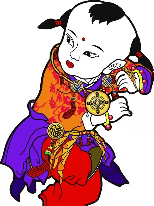 福娃-迎春插圖素材