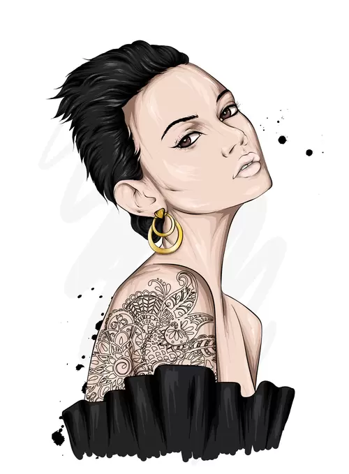 歐美時尚女性插圖