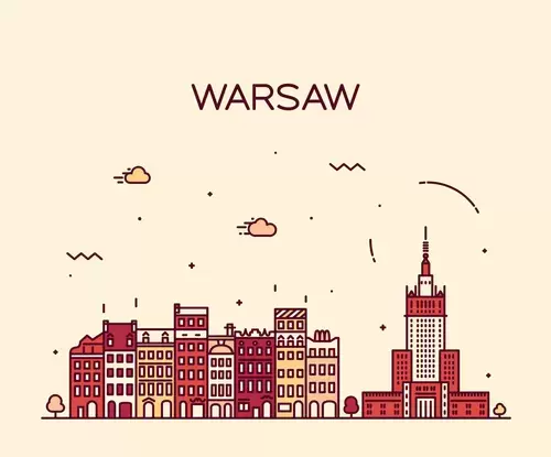 全球城市印象-華沙插圖素材