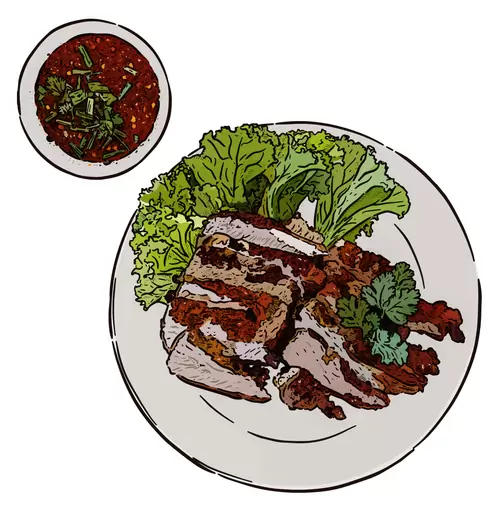 泰國菜-烤豬頸肉插圖