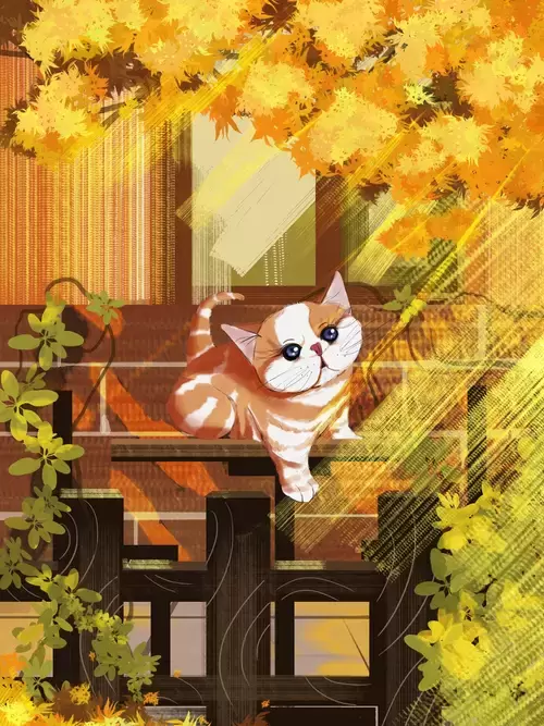 立秋-午後的貓插圖素材