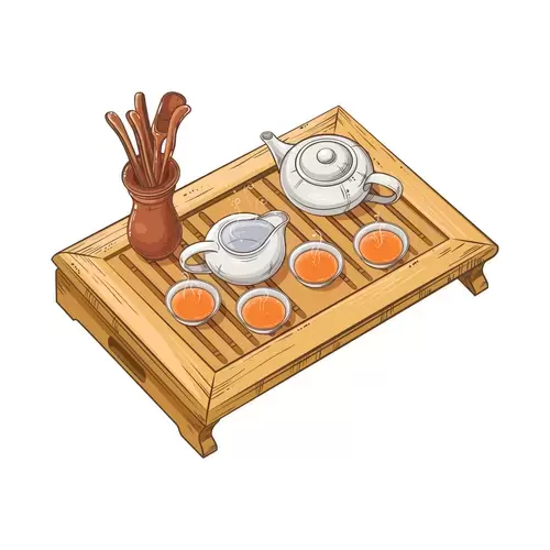 茶具插圖-茶台插圖素材