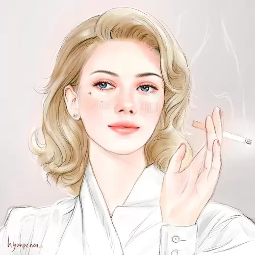 漂亮女孩-煙插圖