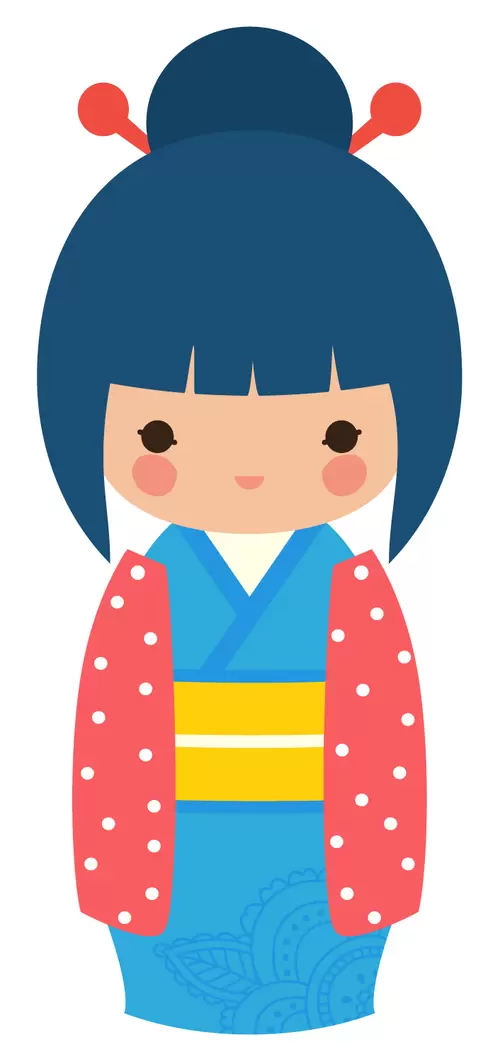 和服娃娃-女孩插圖