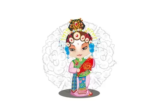 京劇臉譜-葉含嫣-梵王宮-襖裙插圖素材