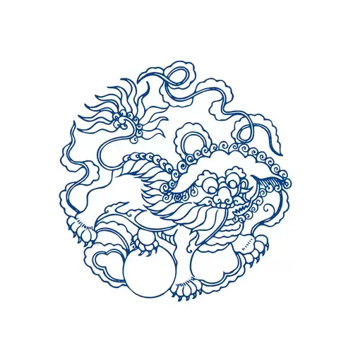 青花瓷圖案-Kirin插圖素材