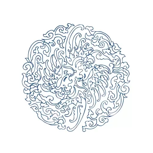 青花瓷圖案-鳳凰插圖