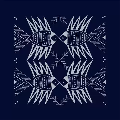 蠟染圖案-魚插圖