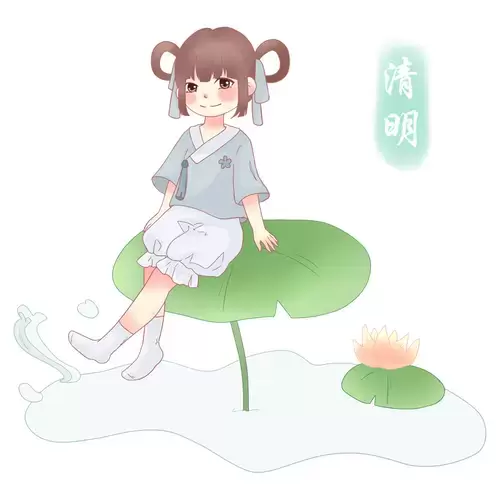 清明節-河中踏水的女童插圖