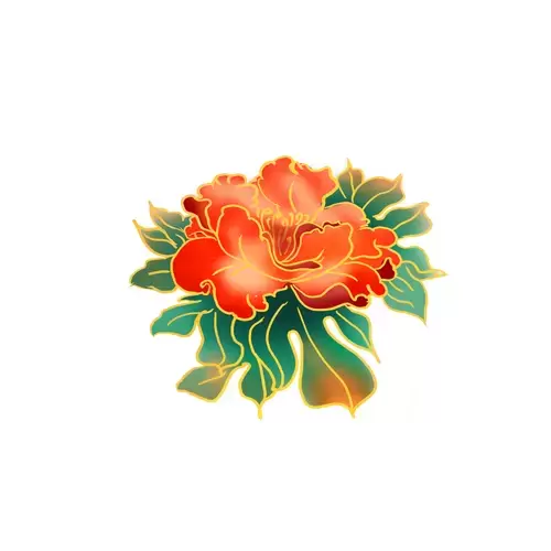 紅牡丹花插圖素材