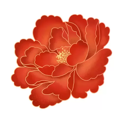 紅牡丹花插圖素材