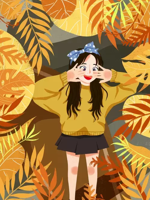 立秋-樹叢裡的小女孩插圖