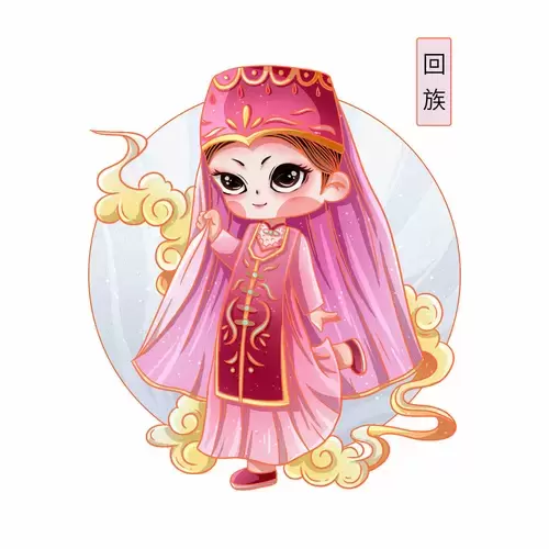 中國56個民族服飾-回族插圖