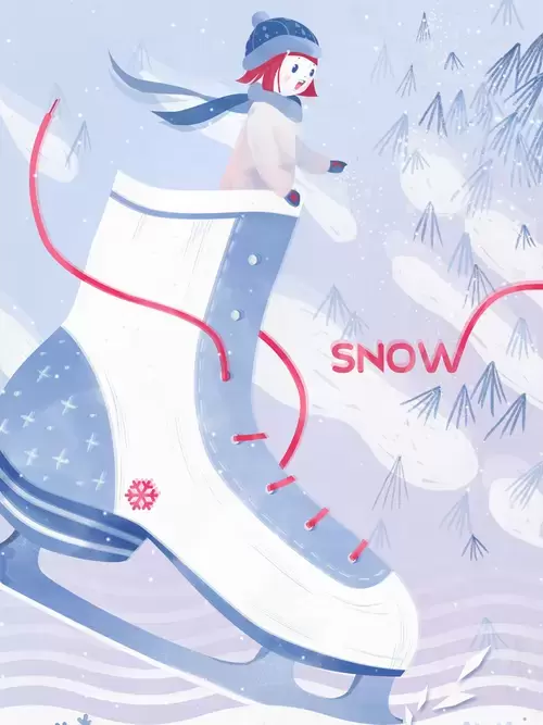 立冬-滑雪鞋中的小女孩插圖