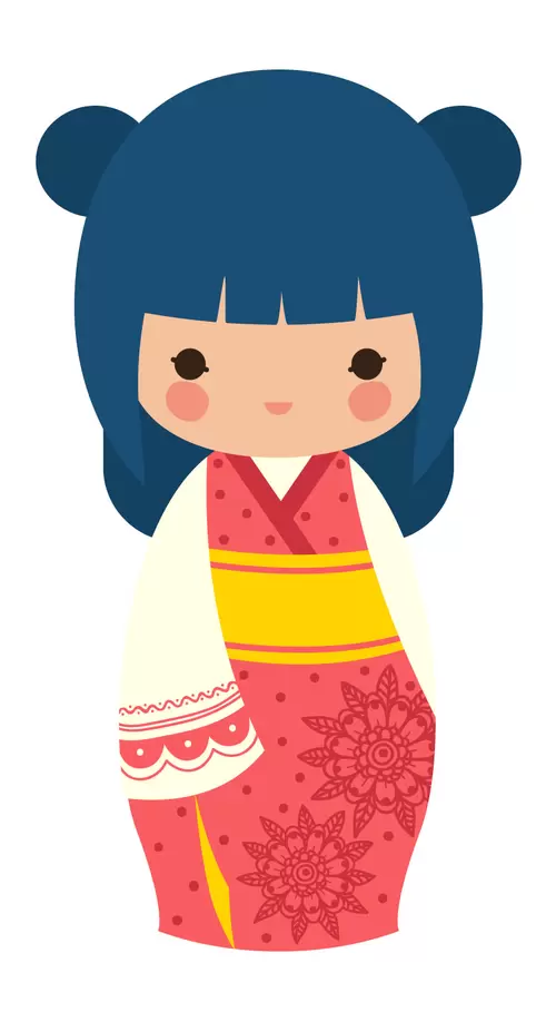 和服娃娃-女孩插圖