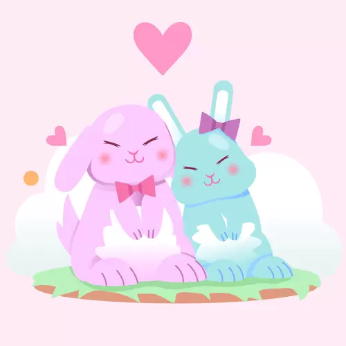 戀愛的動物-兔子-溫暖插圖