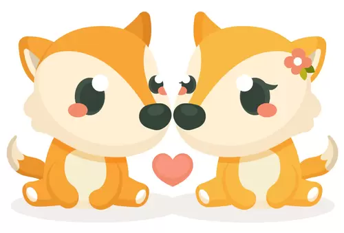 動物情侶-狐狸插圖