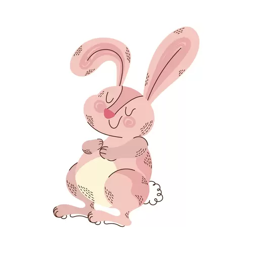卡通動物-粉色兔子插圖素材