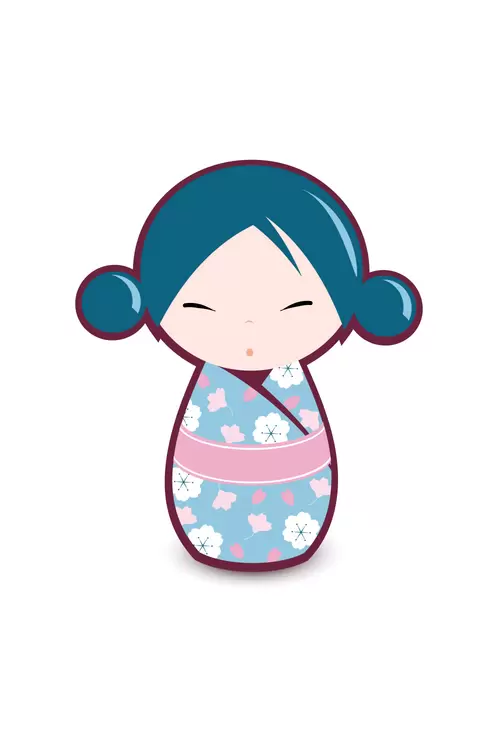 和服娃娃-Q版-女孩插圖