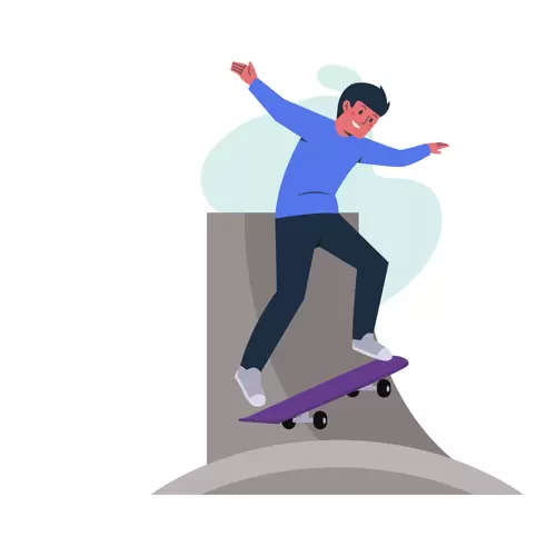 夏季人物運動-玩滑板插圖