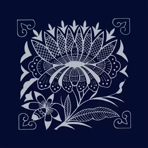 蠟染圖案-花插圖素材